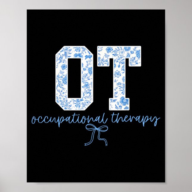 Póster Fun Ot Occupational Therapy Blue Coquette Bow Ot T (Frente)