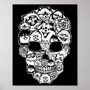 Póster Fun Pomeranian Skull Dog Skeleton Halloween