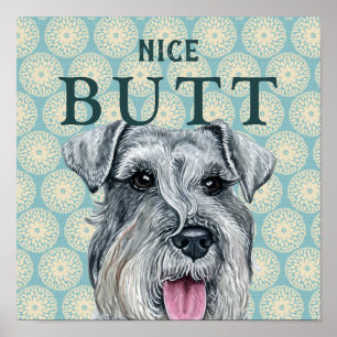 Póster Fun Retro Mittelschnauzer Bathroom Wallpaper Chist