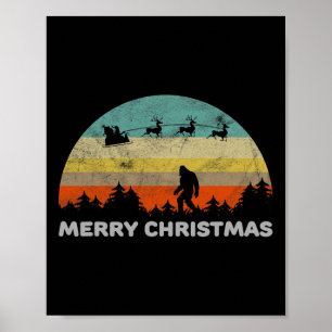 Póster Fun Retro Style Big Foot Feliz Navidad Yeti