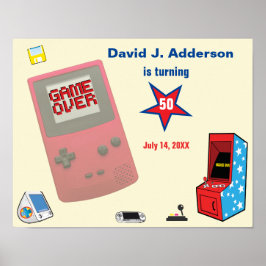 Póster Fun Retro Video Gamer 🎮 50 cumpleaños