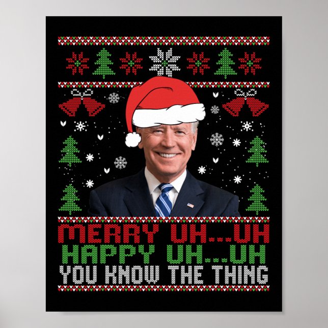 Póster Fun Santa Joe Biden Merry Uh Navidades Ugly (Frente)