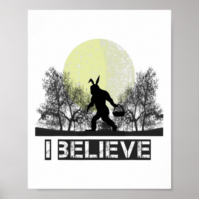 Póster Fun Sasquatch Bigfoot Easter Bunny Ears Cryptid Mo (Frente)