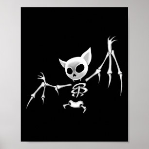 Póster Fun Scary Dark Flying Skeleton T Halloween Clothin
