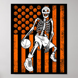 Póster Fun Skeleton Basketball Player Estados Unidos Band