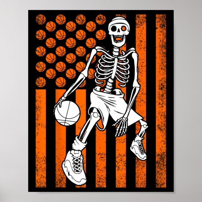 Póster Fun Skeleton Basketball Player Estados Unidos Band (Frente)