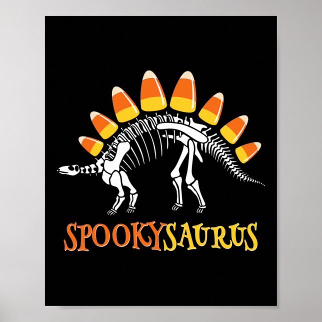 Póster Fun Spookysaurus Candy Corn Dinosaur Halloween Tod (Frente)
