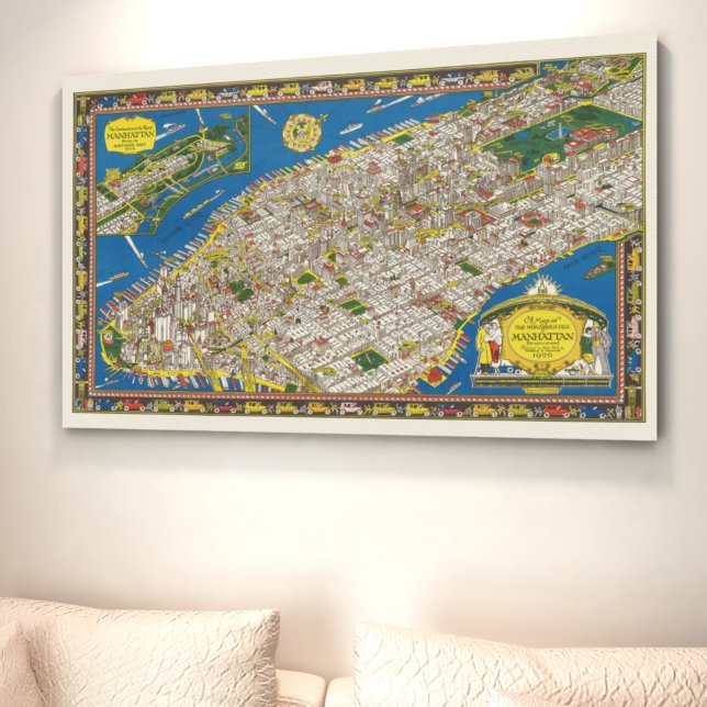 Póster Fun Vintage 1926 Mapa de Manhattan Pictorial Resta (Subido por el creador)