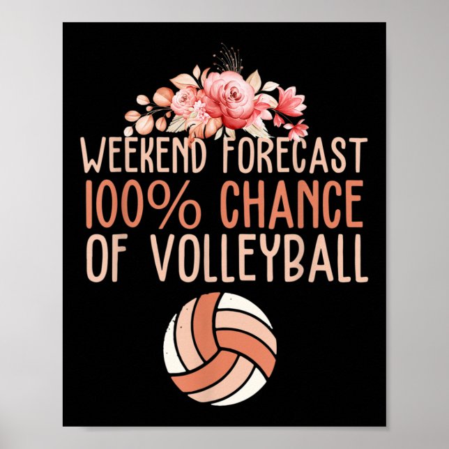 Póster Fun Voleibol Fin de Semana Previsión Voleibol Boho (Frente)