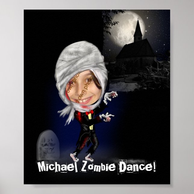 Póster Fun Zombie caricatura plantilla de foto - regalo d (Frente)
