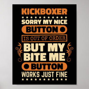 Póster Funciona Botón de Mordida Diseñador de Kickboxer A