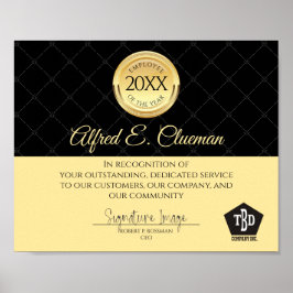 Póster Funcionario de oro falso del certificado de asigna