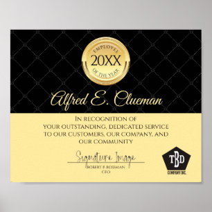 Póster Funcionario de oro falso del certificado de asigna