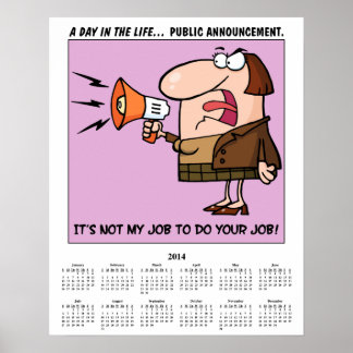 Póster Funciones de trabajo del calendario 2014