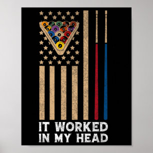 Póster Funcionó En Mi Cabeza - Billiard Pool Player Sport