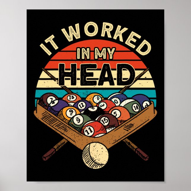 Póster Funcionó En Mi Cabeza Billiards Player Snooker (Frente)