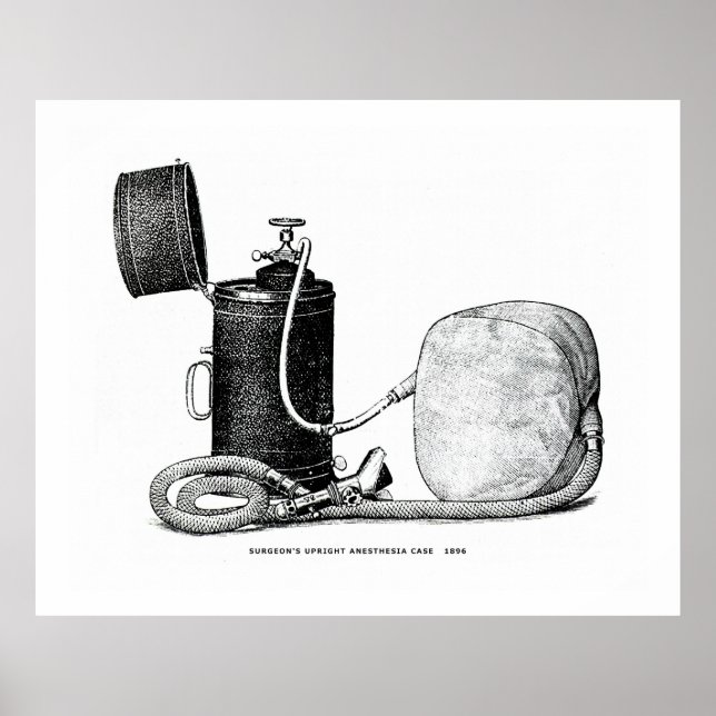Póster Funda de la anestesia recta del cirujano 1896 (Frente)