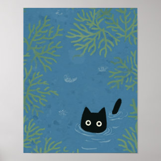 Póster Funda de teléfono de gato negro divertido