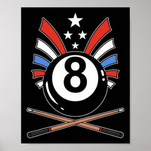 Póster Fundido 8 Ball Billiard Pool Player Eight Ball Bil