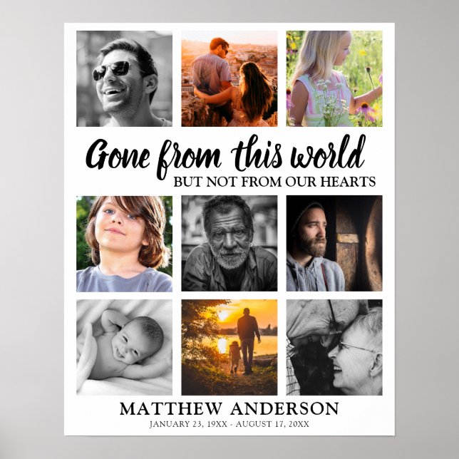 Póster Funeral | Collage de fotos conmemorativo (Frente)