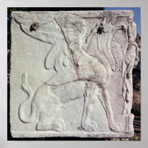 Póster Funeral con relieve tallado de un Griffin