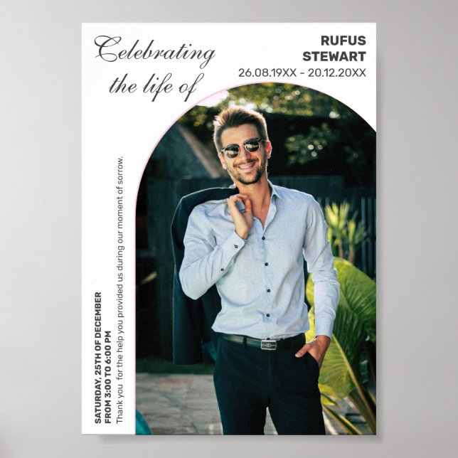 Póster Funeral de Arco en Blanco y Negro Minimalis (Frente)