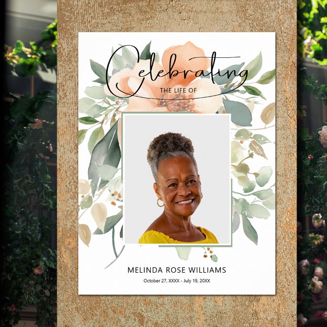 Póster Funeral de la muerte del tributo a la foto (Celebration of Life photo memorial funeral poster - INSTANT DOWNLOAD or PRINTED (framed, too))