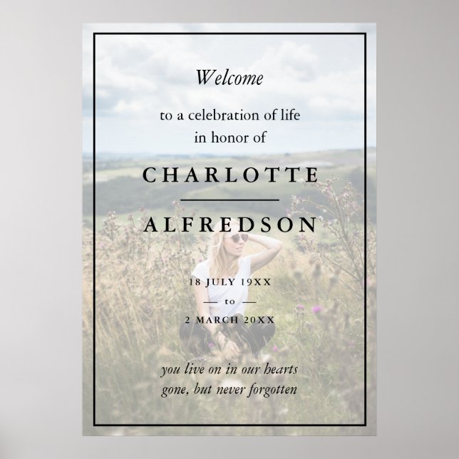 Póster Funeral elegante | Foto del Servicio Memorial de M (Frente)