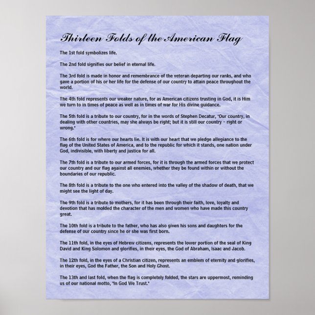 Póster Funeral militar 13 pliegues de la bandera estadoun (Frente)