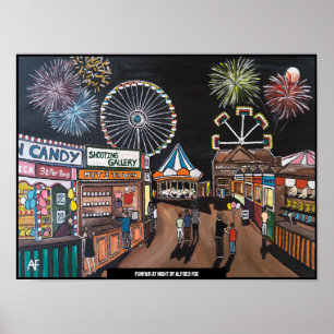Póster Funfair en la pintura nocturna de Alfred Fox