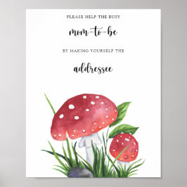 Póster Fungi baby shower - Ayuda a la futura mamá ocupada