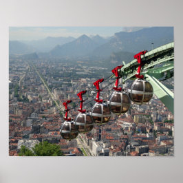 Póster Funicular sobre Grenoble, Francia.