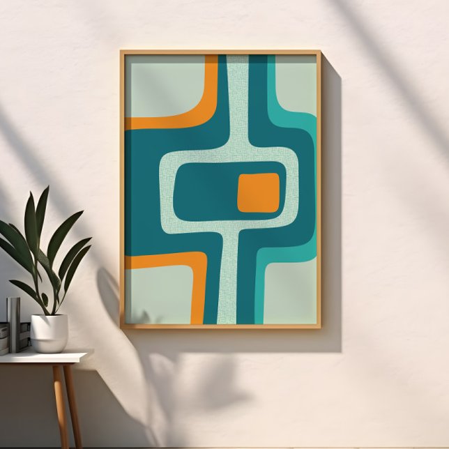 Póster Funky Abstracto de Época Media en Aqua, Naranja, V (Subido por el creador)