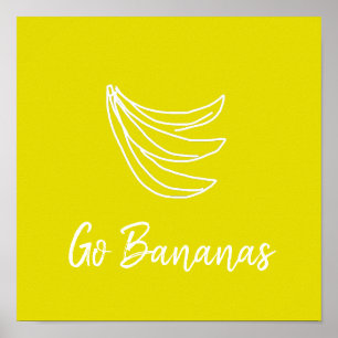 Póster Funky amarillo feliz banana