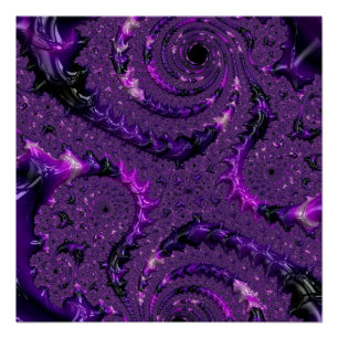 Póster Funky Bold Boho Purple Digital Resumen Fractal