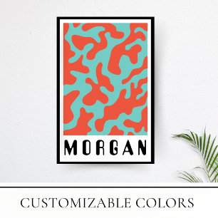 Póster Funky Bold Patrón de coral retro
