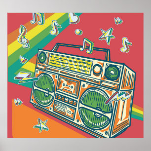 Póster Funky Boom Box Colorous Design