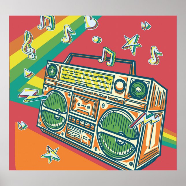 Póster Funky Boom Box Colorous Design (Frente)
