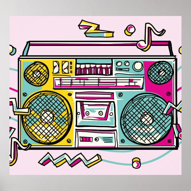 Póster Funky Boombox Colorful Drake Design (Frente)
