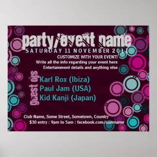 Póster Funky Bubbles Fiesta Poster de eventos