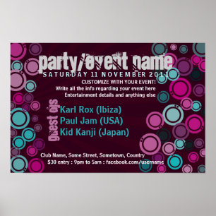 Póster Funky Bubbles Fiesta Poster de eventos