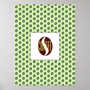 Póster Funky Coffee Beans Pattern Frame Poster de palabra