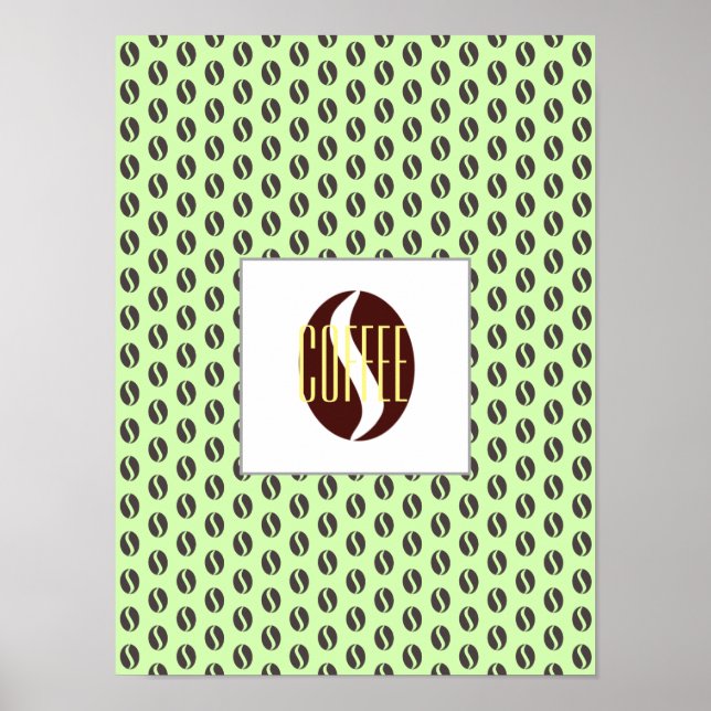 Póster Funky Coffee Beans Pattern Frame Poster de palabra (Frente)