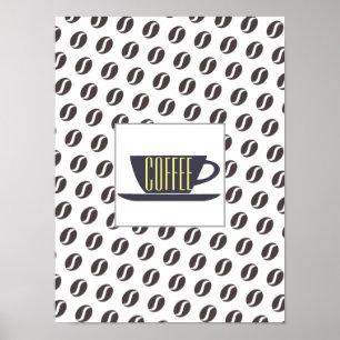 Póster Funky Coffee Beans Pattern Frame Poster de palabra
