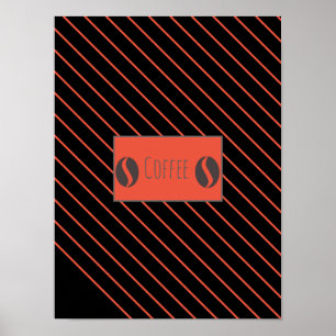 Póster Funky Coffee Beans Plate Red Stripes Poster