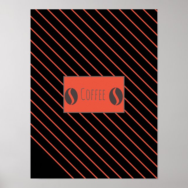 Póster Funky Coffee Beans Plate Red Stripes Poster (Frente)