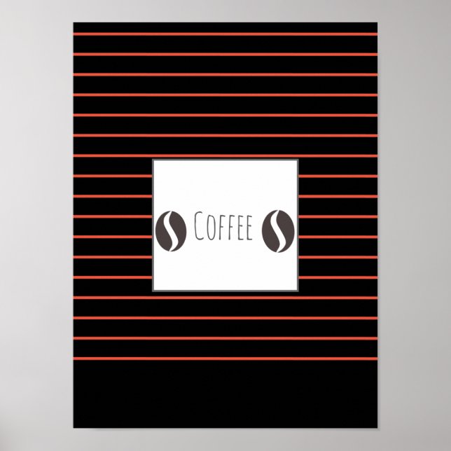 Póster Funky Coffee Beans Plate Red Stripes Poster (Frente)
