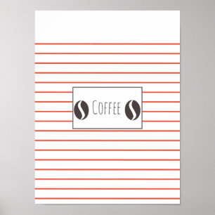 Póster Funky Coffee Beans Plate Stripes Poster