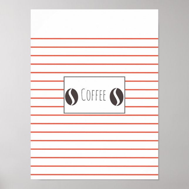 Póster Funky Coffee Beans Plate Stripes Poster (Frente)