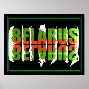 Póster Funky Flag Colours Belarus Беларусь Poster